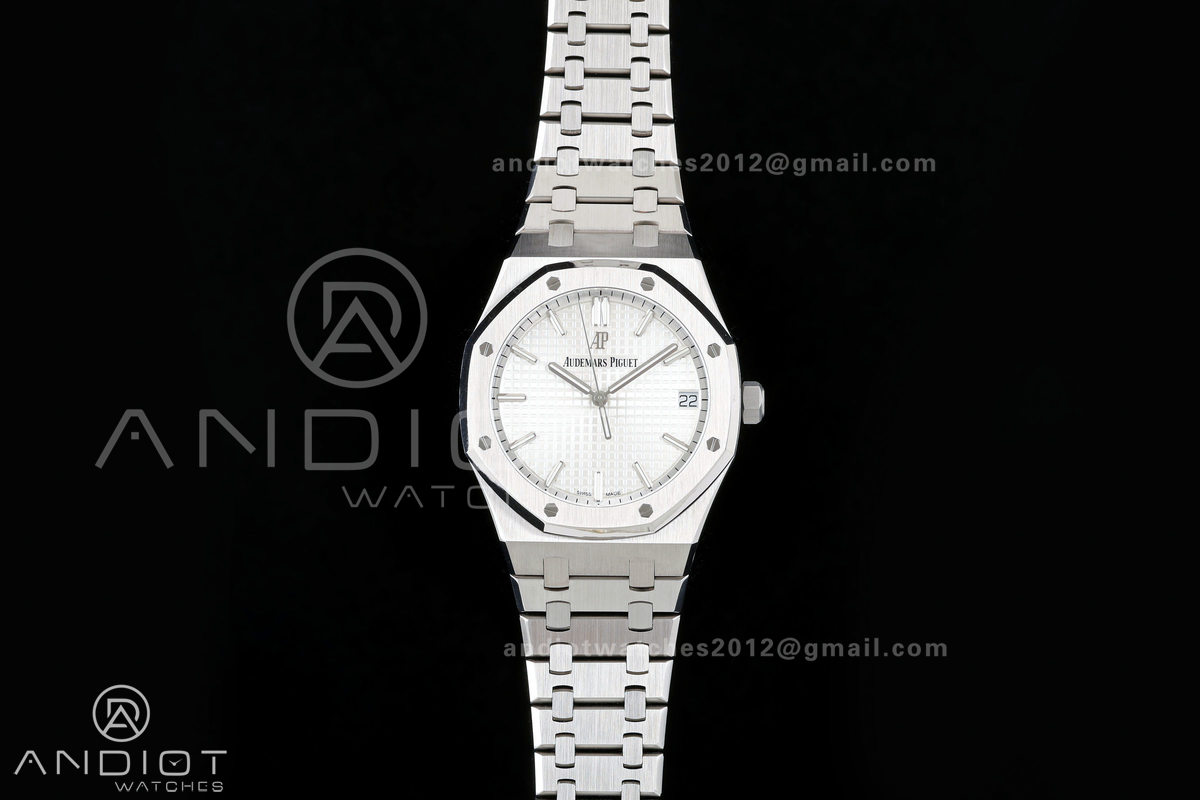Royal Oak 41mm 15500 SS ZF Free Sprung V2 1:1 Best Edition Silver Textured Dial On SS Bracelet Super Clone A4302